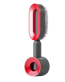 Self Cleaning Hair Brush For Women One-key Cleaning Hair Loss Airbag Massage Scalp Comb Anti-Static Hairbrush (Option: Hollowed out red suit)