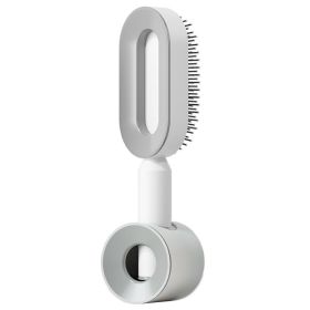 Self Cleaning Hair Brush For Women One-key Cleaning Hair Loss Airbag Massage Scalp Comb Anti-Static Hairbrush (Option: Elegant white Set)