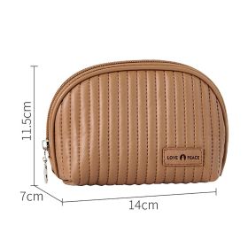 Round Cake Cosmetic Bag, Cosmetic Bag Cute Travel Organizer Pouch Set For Women PU Leather Waterproof Wash Bag, Large Capacity Advanced Feeling (Color: Coffe)