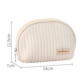 Round Cake Cosmetic Bag, Cosmetic Bag Cute Travel Organizer Pouch Set For Women PU Leather Waterproof Wash Bag, Large Capacity Advanced Feeling (Color: White)