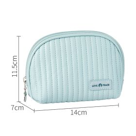 Round Cake Cosmetic Bag, Cosmetic Bag Cute Travel Organizer Pouch Set For Women PU Leather Waterproof Wash Bag, Large Capacity Advanced Feeling (Color: Blue)