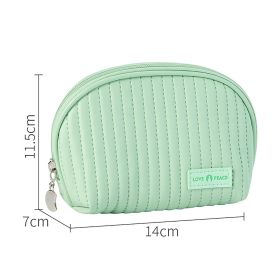 Round Cake Cosmetic Bag, Cosmetic Bag Cute Travel Organizer Pouch Set For Women PU Leather Waterproof Wash Bag, Large Capacity Advanced Feeling (Color: Green)