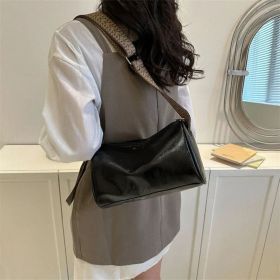 Handbags For Women Shoulder Tote Work Bags Vintage PU Leather Boston Women Small Handbag And Purse Fashion Designer Crossbody Bag Female Casual Travel (Color: Black)