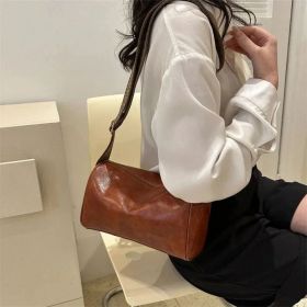 Handbags For Women Shoulder Tote Work Bags Vintage PU Leather Boston Women Small Handbag And Purse Fashion Designer Crossbody Bag Female Casual Travel (Color: Brown)