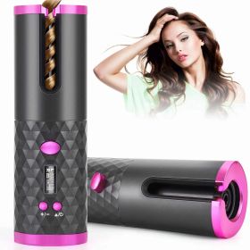 Portable Automatic Hair Curler, Ceramic Rotating Wireless Auto Curling Iron Wand, Portable USB Rechargeable Spin Curler For Hair Styling (Color: Black)